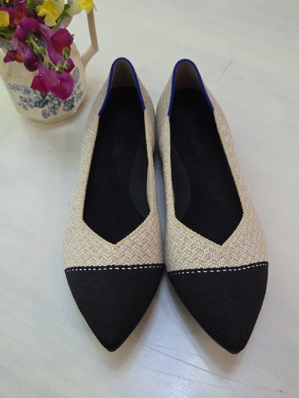 Rothy's The Point Cream Herringbone Pointed Flats - Picture 2 of 11